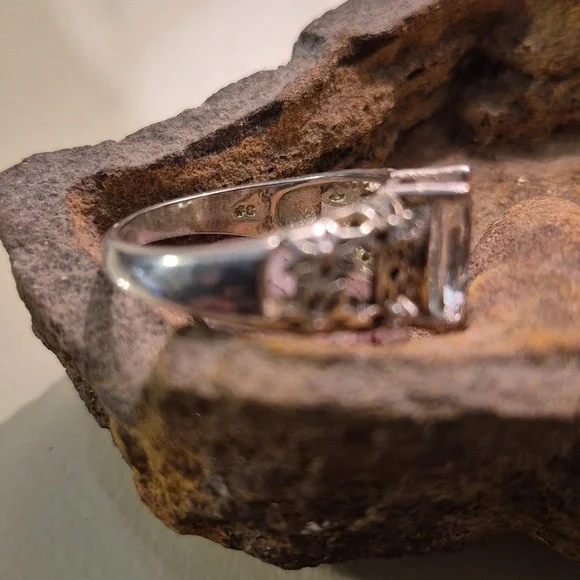 Antique Crystal 925  White Crystal Silver Women's  Sz 8 Ring - Picture 3 of 4